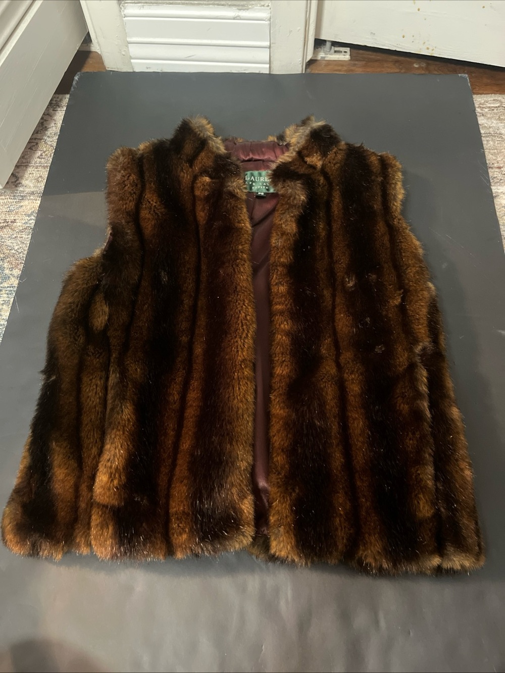 Lauren Ralph Lauren Brown Faux Fur Vest Sz PS